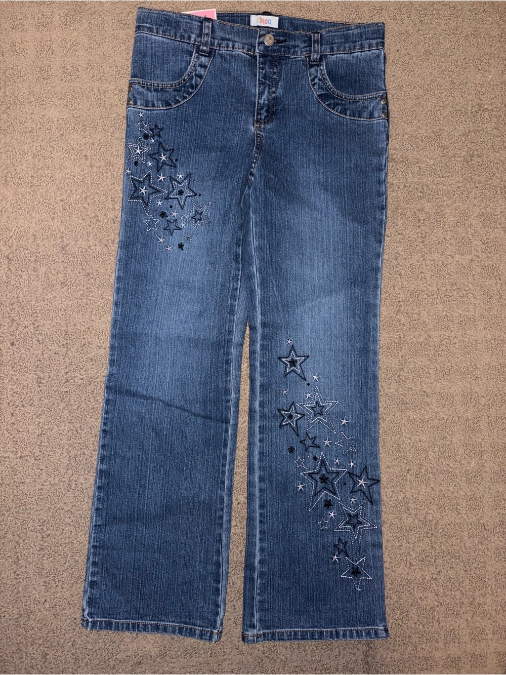 Blue Star-Embroidered Women’s Jeans, Circo Brand, Size 12, Bootcut, easy fit.